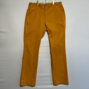 Bluffworks Chinos Tailored Fit Mens Mustard Yellow‎ Travel Pants 32 x 30